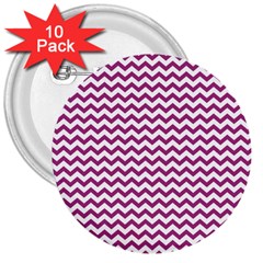 Chevron Wave Purple White 3  Buttons (10 Pack)  by Mariart