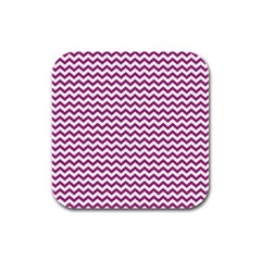 Chevron Wave Purple White Rubber Square Coaster (4 Pack)  by Mariart