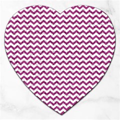 Chevron Wave Purple White Jigsaw Puzzle (heart) by Mariart