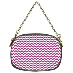 Chevron Wave Purple White Chain Purses (two Sides)  by Mariart