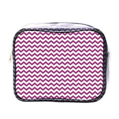 Chevron Wave Purple White Mini Toiletries Bags by Mariart