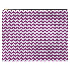 Chevron Wave Purple White Cosmetic Bag (xxxl)  by Mariart