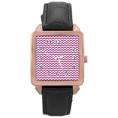 Chevron Wave Purple White Rose Gold Leather Watch 