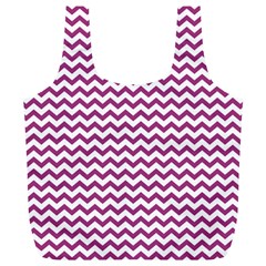 Chevron Wave Purple White Full Print Recycle Bags (l)  by Mariart