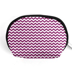 Chevron Wave Purple White Accessory Pouches (medium)  by Mariart