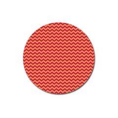 Chevron Wave Red Orange Magnet 3  (round)