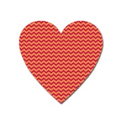 Chevron Wave Red Orange Heart Magnet by Mariart