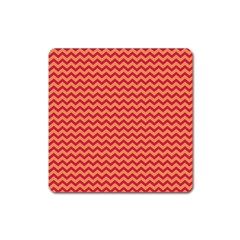 Chevron Wave Red Orange Square Magnet