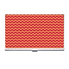 Chevron Wave Red Orange Business Card Holders by Mariart