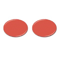 Chevron Wave Red Orange Cufflinks (oval) by Mariart