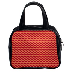 Chevron Wave Red Orange Classic Handbags (2 Sides) by Mariart