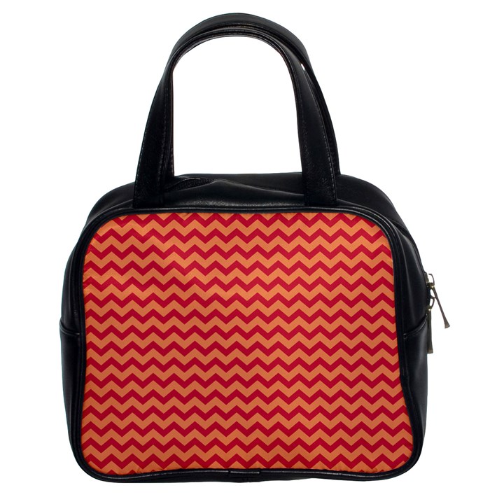 Chevron Wave Red Orange Classic Handbags (2 Sides)