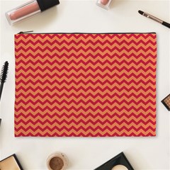 Chevron Wave Red Orange Cosmetic Bag (xl) by Mariart