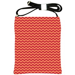 Chevron Wave Red Orange Shoulder Sling Bags by Mariart