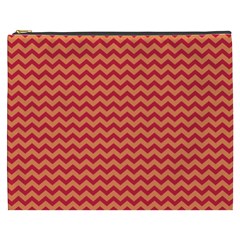 Chevron Wave Red Orange Cosmetic Bag (xxxl)  by Mariart