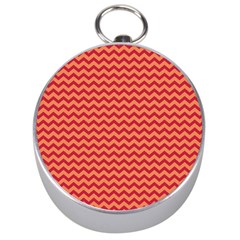 Chevron Wave Red Orange Silver Compasses by Mariart