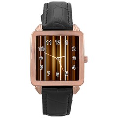 Brown Line Image Picture Rose Gold Leather Watch 