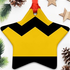 Chevron Wave Yellow Black Line Ornament (star) by Mariart