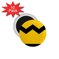 Chevron Wave Yellow Black Line 1 75  Magnets (10 Pack)  by Mariart