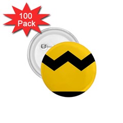 Chevron Wave Yellow Black Line 1 75  Buttons (100 Pack) 