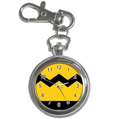 Chevron Wave Yellow Black Line Key Chain Watches by Mariart