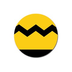 Chevron Wave Yellow Black Line Magnet 3  (round)