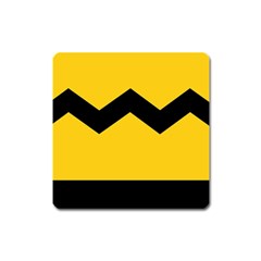 Chevron Wave Yellow Black Line Square Magnet by Mariart