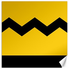 Chevron Wave Yellow Black Line Canvas 20  X 20   by Mariart