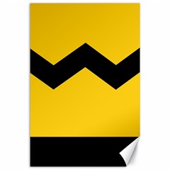 Chevron Wave Yellow Black Line Canvas 24  X 36  by Mariart