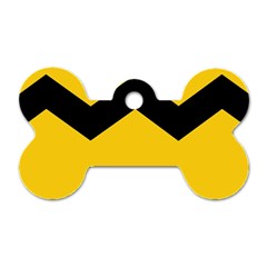 Chevron Wave Yellow Black Line Dog Tag Bone (one Side) by Mariart