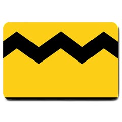 Chevron Wave Yellow Black Line Large Doormat  by Mariart