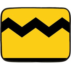 Chevron Wave Yellow Black Line Fleece Blanket (mini) by Mariart