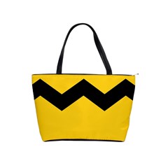 Chevron Wave Yellow Black Line Shoulder Handbags by Mariart