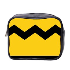 Chevron Wave Yellow Black Line Mini Toiletries Bag 2-side by Mariart