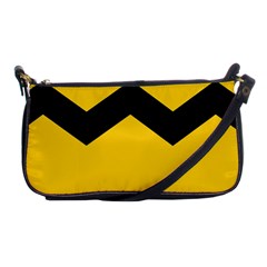 Chevron Wave Yellow Black Line Shoulder Clutch Bags by Mariart