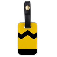 Chevron Wave Yellow Black Line Luggage Tags (one Side)  by Mariart