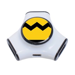 Chevron Wave Yellow Black Line 3-port Usb Hub by Mariart