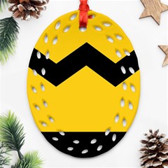 Chevron Wave Yellow Black Line Ornament (oval Filigree) by Mariart