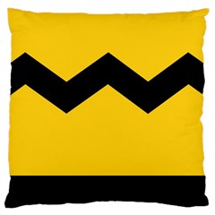 Chevron Wave Yellow Black Line Large Cushion Case (two Sides) by Mariart