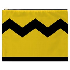 Chevron Wave Yellow Black Line Cosmetic Bag (xxxl)  by Mariart