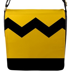 Chevron Wave Yellow Black Line Flap Messenger Bag (s) by Mariart