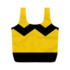 Chevron Wave Yellow Black Line Full Print Recycle Bags (m)  by Mariart