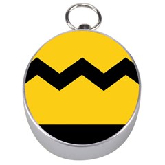 Chevron Wave Yellow Black Line Silver Compasses by Mariart