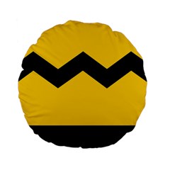 Chevron Wave Yellow Black Line Standard 15  Premium Flano Round Cushions by Mariart