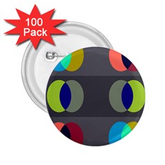 Circles Line Color Rainbow Green Orange Red Blue 2 25  Buttons (100 Pack) 