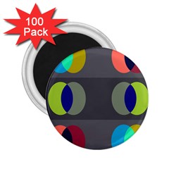 Circles Line Color Rainbow Green Orange Red Blue 2 25  Magnets (100 Pack)  by Mariart