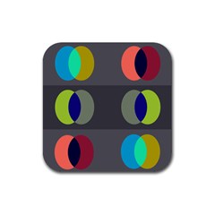 Circles Line Color Rainbow Green Orange Red Blue Rubber Coaster (square)  by Mariart