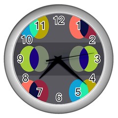 Circles Line Color Rainbow Green Orange Red Blue Wall Clocks (silver)  by Mariart