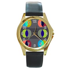 Circles Line Color Rainbow Green Orange Red Blue Round Gold Metal Watch by Mariart