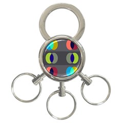 Circles Line Color Rainbow Green Orange Red Blue 3-ring Key Chains